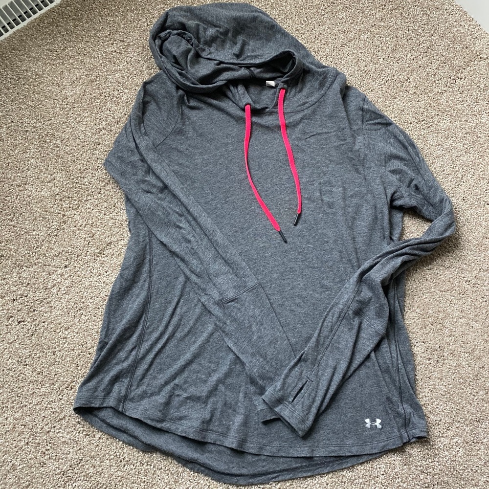 Under Armour grey cotton hoodie with pink accent